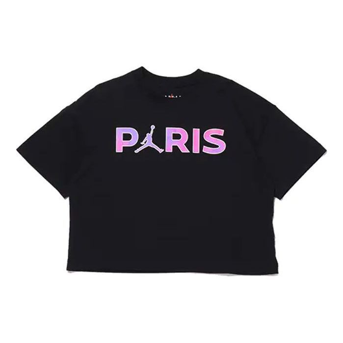 (WMNS) Air Jordan x PSG Logo Tee 'Core Black' CZ7506-010 sold by KicksCrew