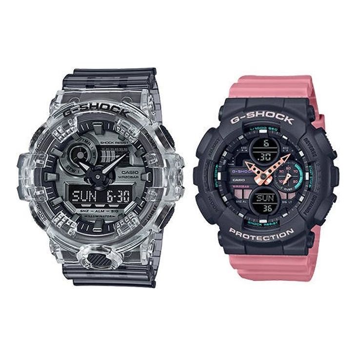 CASIO G-Shock Digital-Analog Set 'Clear/Black Pink/Black' GA-700SK-1A-GMA-S140-4A sold by KicksCrew