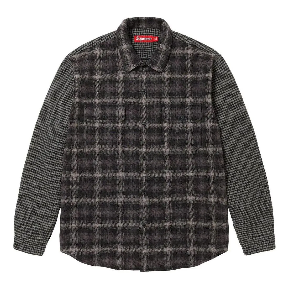 Supreme Houndstooth Plaid Flannel Shirt 'Black Grey' SUP-FW23-261 sold by KicksCrew