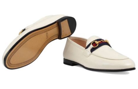 (WMNS) GUCCI Loafer With Web 'White Leather' 631619-CQXM0-9065 sold by KicksCrew