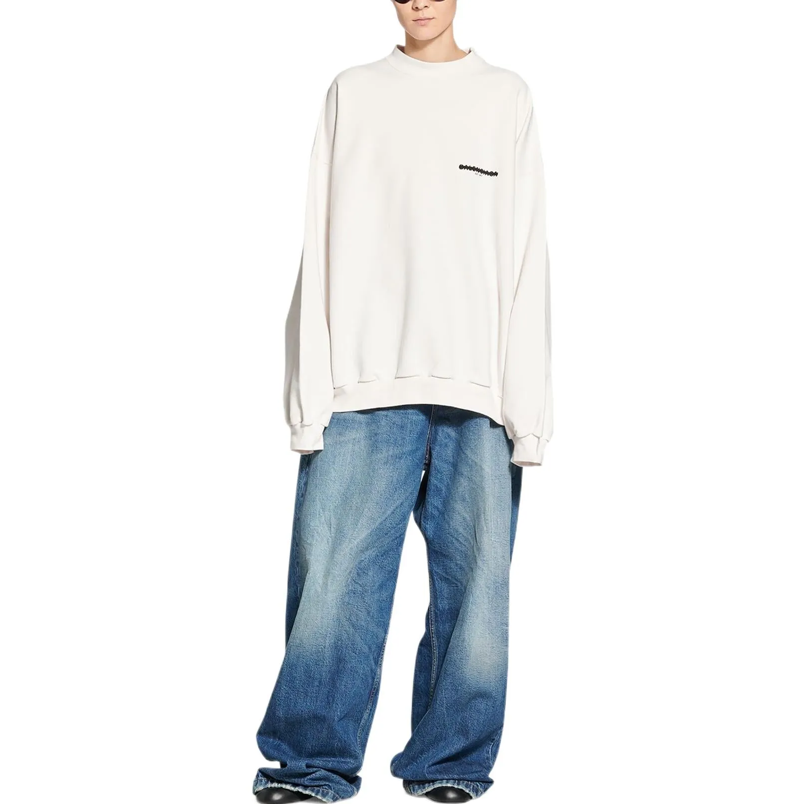 Balenciaga Strike 1917 Crewneck Sweater Oversized 'White' 699242TMVH29800 sold by KicksCrew product image thumbnail 3