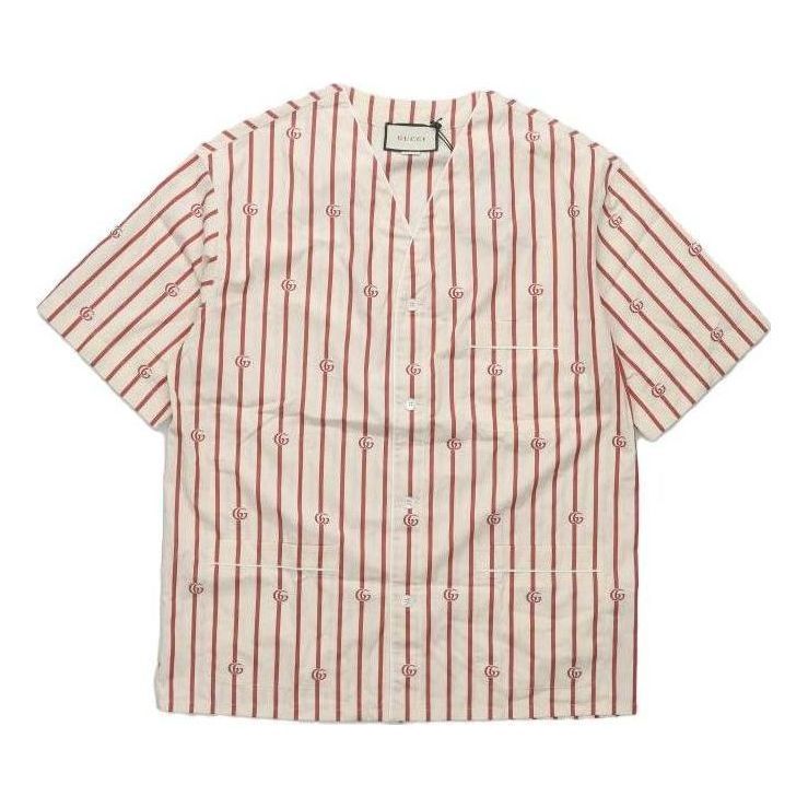 Gucci Double G Stripe Bowling Shirt 'White Red' 618919-ZAERI-9647 sold by KicksCrew