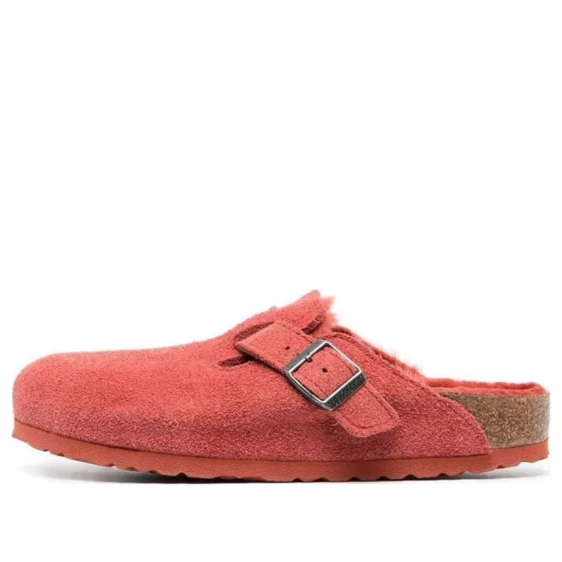 (WMNS) Birkenstock Boston Shearling Suede Leather Narrow Fit 'Sienna Red' 1025669 sold by KicksCrew