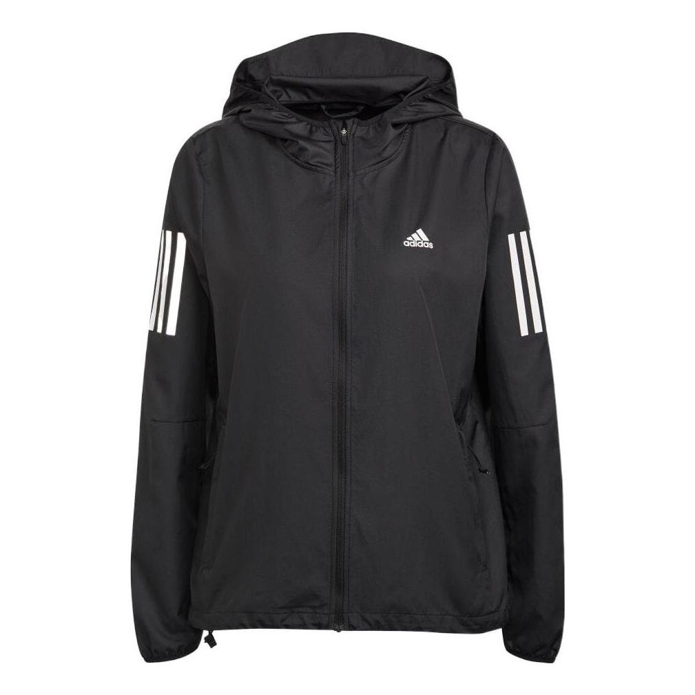 (WMNS) adidas Own the Run Hooded Running Windbreaker 'Black' H59271 sold by KicksCrew