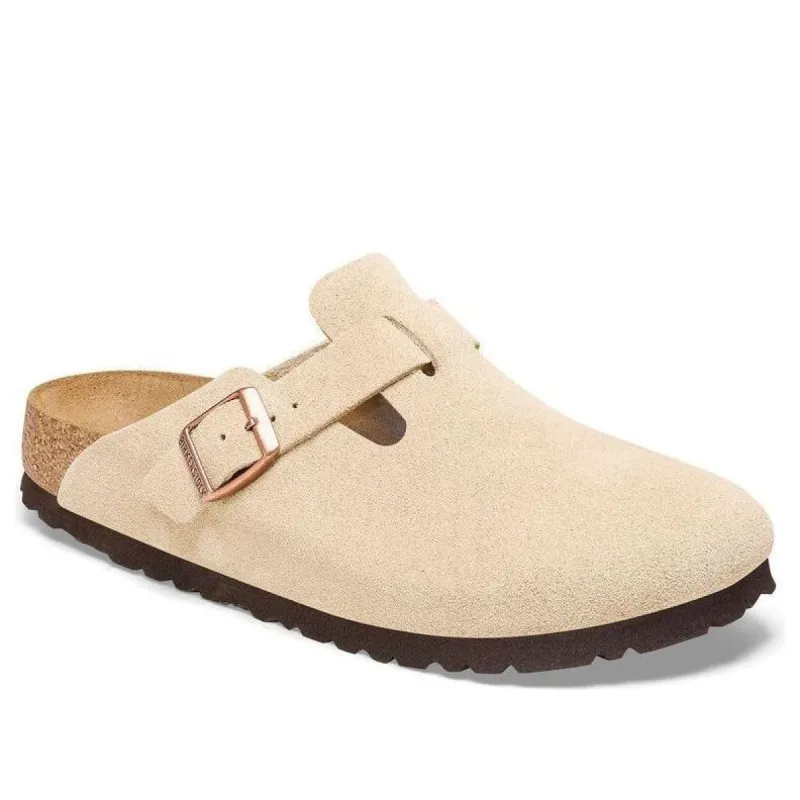 Birkenstock Boston Suede Leather 'Latte Cream' 1026181 sold by KicksCrew