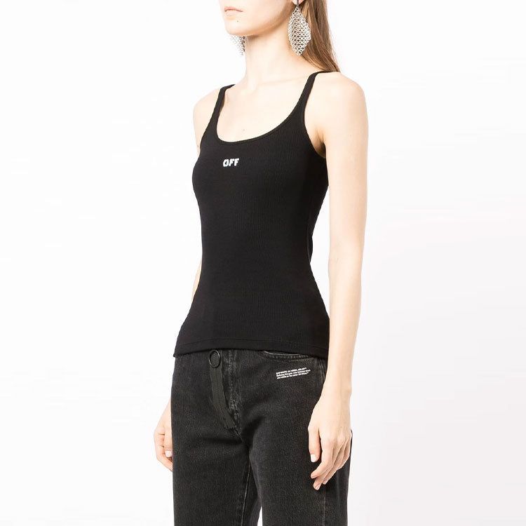(WMNS) Off-White Logo Scoop Neck Tank Top 'Black' OWAD072C99JER0011001 sold by KicksCrew product image thumbnail 4