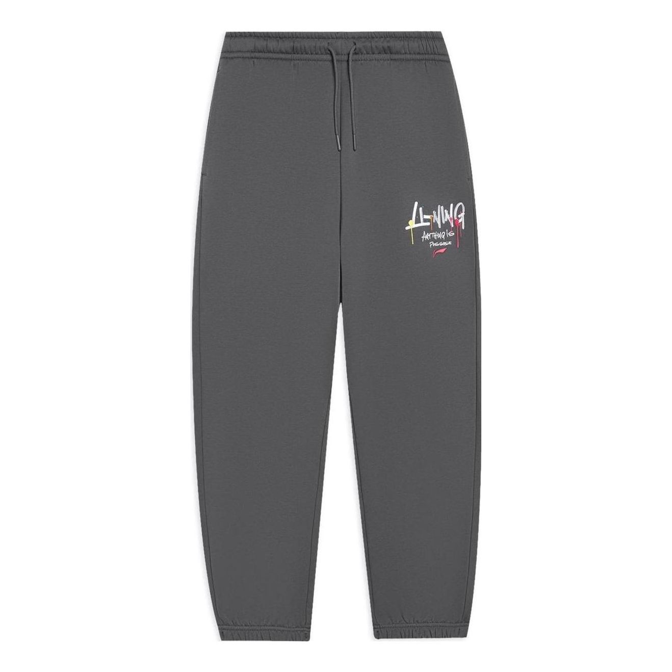 Li-Ning Anything Is Possible Graphic Sweatpants 'Smoke Grey' AKLSG67-3 sold by KicksCrew