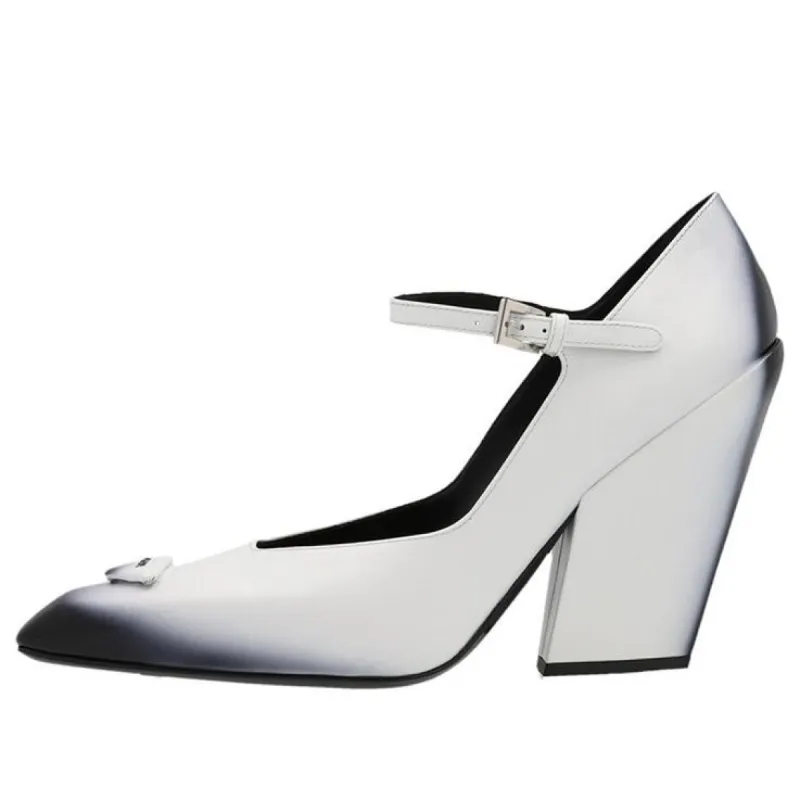 (WMNS) PRADA Brushed Leather Pumps 'White Black Ombre' 1I982M_055_F0009_F_A095 sold by KicksCrew