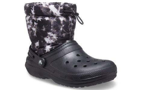 Crocs Classic Lined Neo Puff Tie Dye Boots 'Black White' 207328-001 sold by KicksCrew