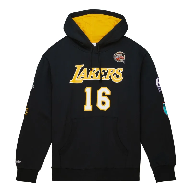Mitchell & Ness x NBA Los Angeles Lakers HOF Fleece Hoodie 'Pau Gasol 16' FPHD6861-LALYYPGABLCK sold by KicksCrew