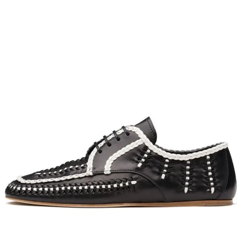 (WMNS) PRADA Prada two-tone Woven Lace-Up Shoes 'Black' 1E177M_3AVH_F0967_F_005 sold by KicksCrew