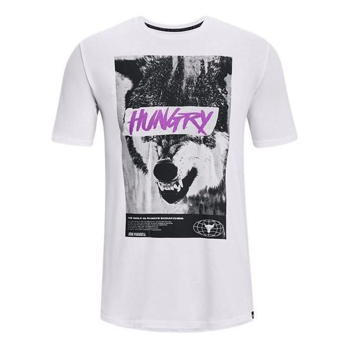 Under Armour Project Rock Statement Hungry T-shirt 'White' 1374844-100 sold by KicksCrew