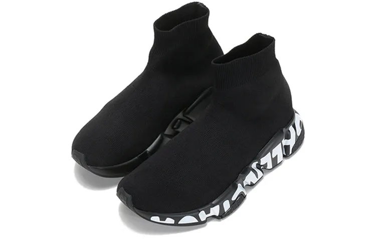 (WMNS) Balenciaga Speed Graffiti Sneakers 'Black Knit White Graffiti Sole Unit' 605942W2DB71006 sold by KicksCrew product image thumbnail 3