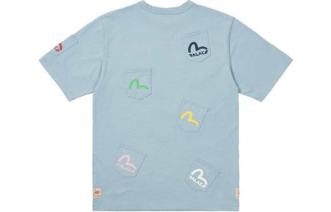 Palace X Evisu Multi Pocket T-Shirt Dusty Blue Logo T-Shirt 'Blue' P21EVTS003 sold by KicksCrew