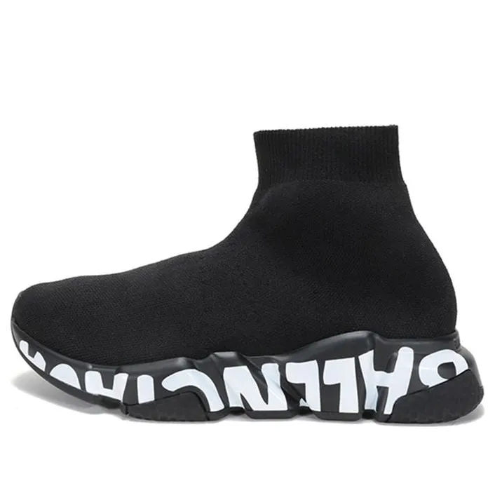 (WMNS) Balenciaga Speed Graffiti Sneakers 'Black Knit White Graffiti Sole Unit' 605942W2DB71006 sold by KicksCrew