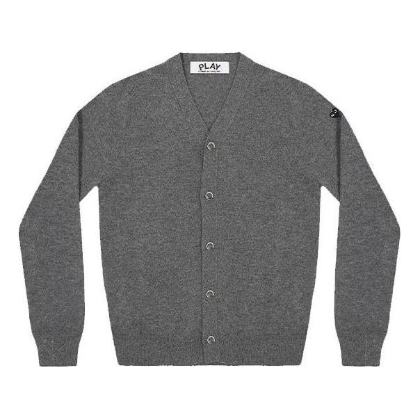 COMME des GARCONS PLAY Cardigan Black Sleeve Emblem 'Grey' AZ-N046-051-3 sold by KicksCrew
