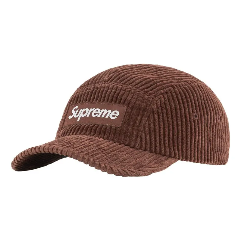 Supreme Corduroy Camp Cap 'Brown White' SUP-SS22-050 sold by KicksCrew