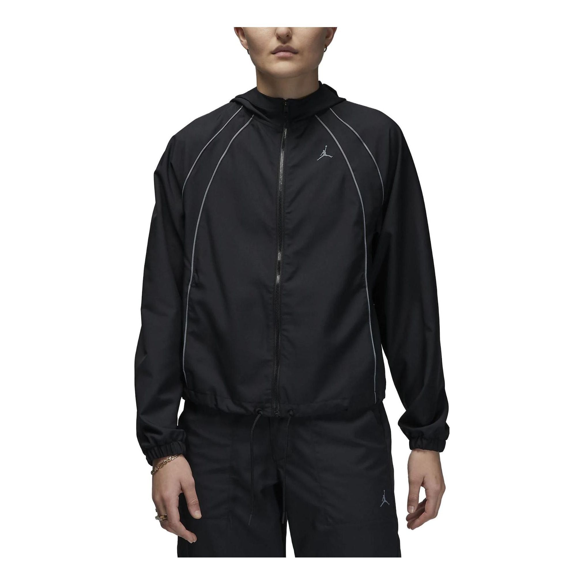 (WMNS) Air Jordan Woven Jacket 'Black' DZ3198-010 sold by KicksCrew