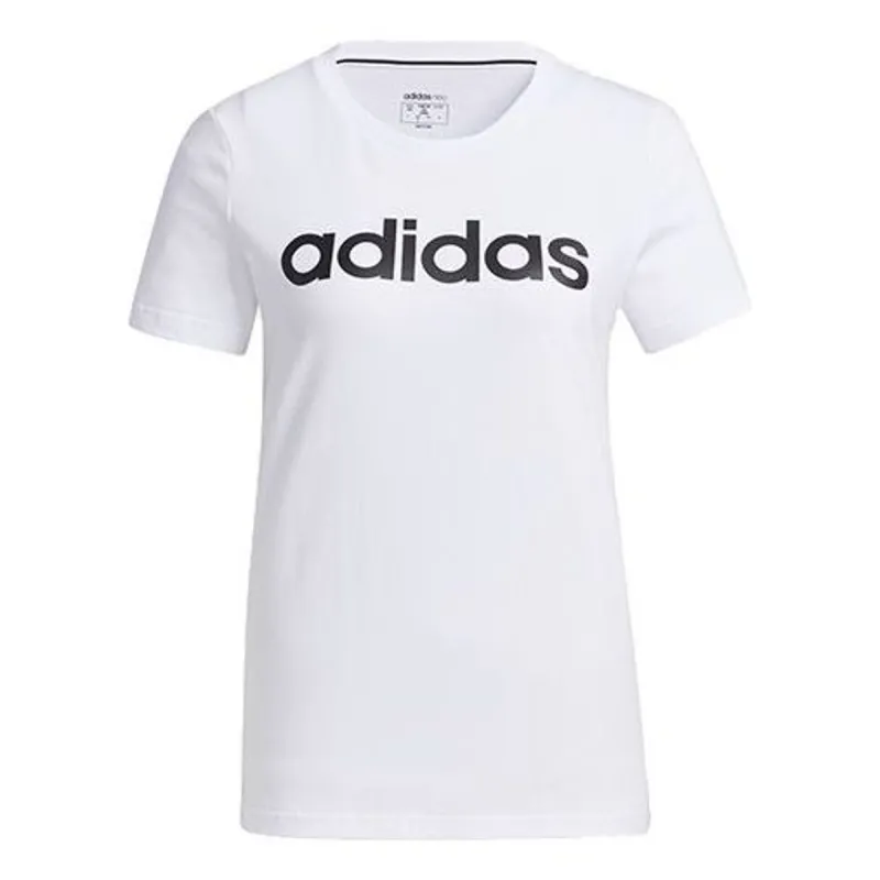 (WMNS) adidas Essentials Linear T-Shirt 'White Black' GP7139 sold by KicksCrew