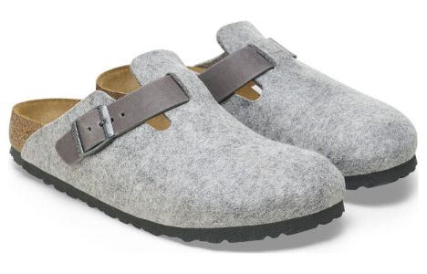 Birkenstock Boston Natural Leather/Felt 'Light Grey' 1026149 sold by KicksCrew
