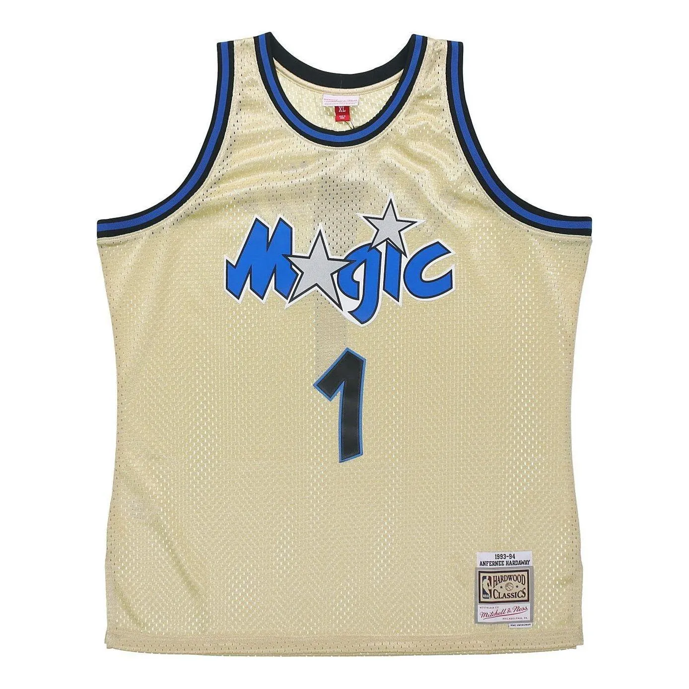 Mitchell & Ness x NBA Gold Orlando Magic 1993-94 Swingman Jersey 'Penny Hardaway 1' BA895I-OMA-D-L3S sold by KicksCrew