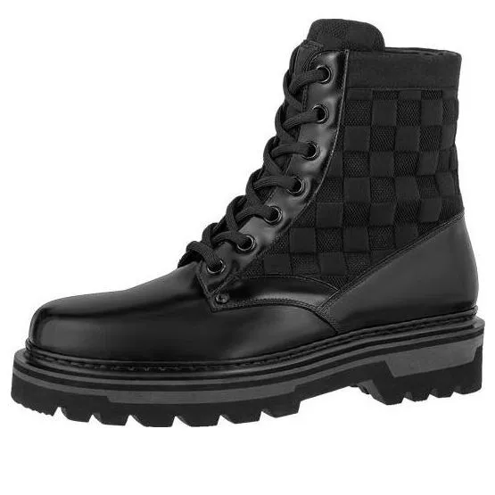 LOUIS VUITTON Flat Ranger Ankle Boots 'Black with Plaid' 1A9ACR sold by KicksCrew