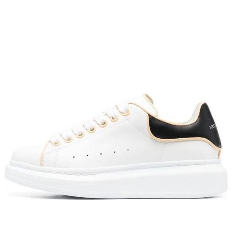 (WMNS) Alexander McQueen Oversized Leather Sneakers 'White Black' 733003WHJE58808 sold by KicksCrew