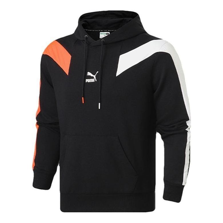 Puma T7 2020 Sport Hoodie 'Black White Orange' 599216-01 sold by KicksCrew