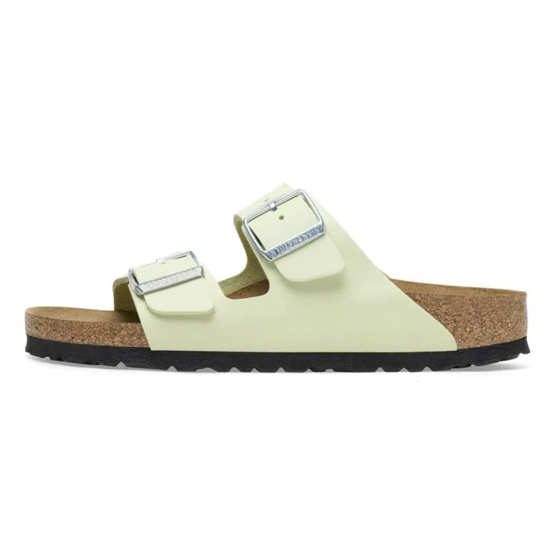 (WMNS) Birkenstock Arizona Nubuck Leather Narrow Fit Sandals 'Faded Lime' 1026710 sold by KicksCrew