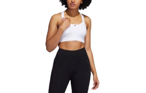 (WMNS) adidas TLRD Impact Luxe Training High-Support Zip Bra 'White' HC7498 sold by KicksCrew