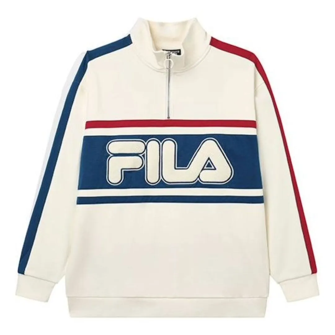 FILA Logo Stylish Casual Pullover Sweatshirt 'White Multi-Color' F11U239299F-IV sold by KicksCrew