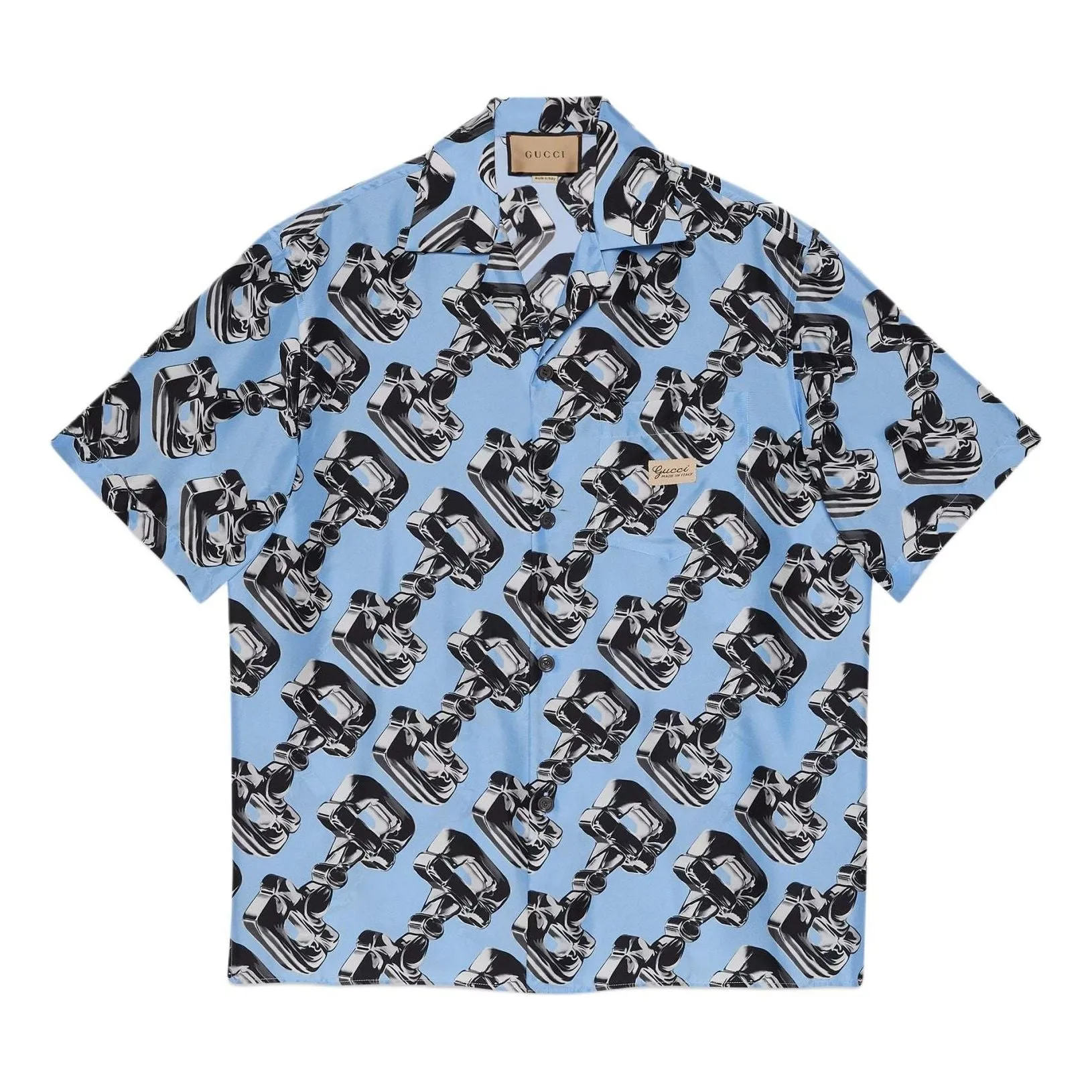 Gucci 3D Glass Horsebit Print Shirt 'Light Blue Grey' 773188-ZAQDW-4834 sold by KicksCrew