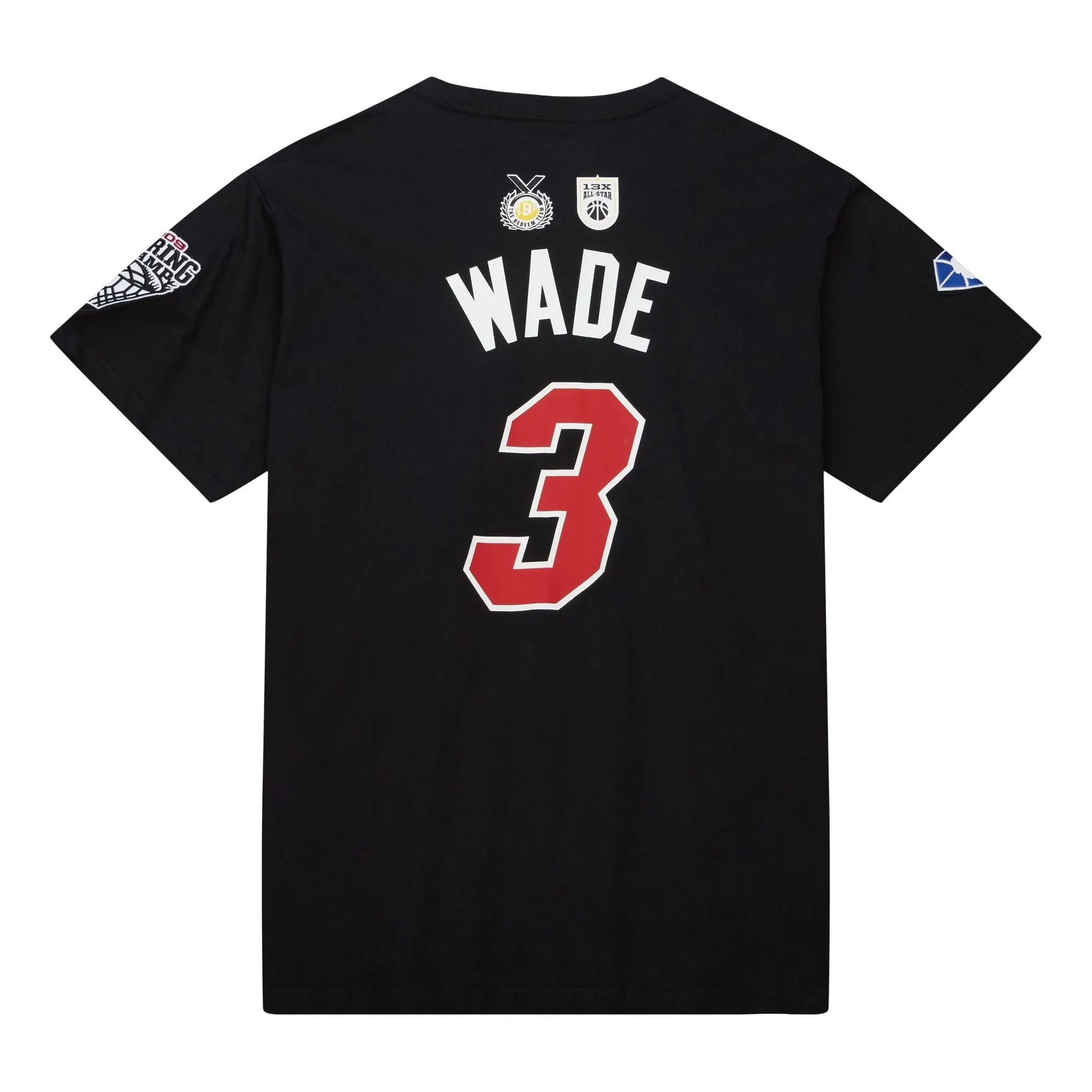 Mitchell & Ness x NBA Miami Heat HOF T-Shirt 'Dwayne Wade 3' TCRW6862-MHEYYDWABLCK sold by KicksCrew product image thumbnail 2