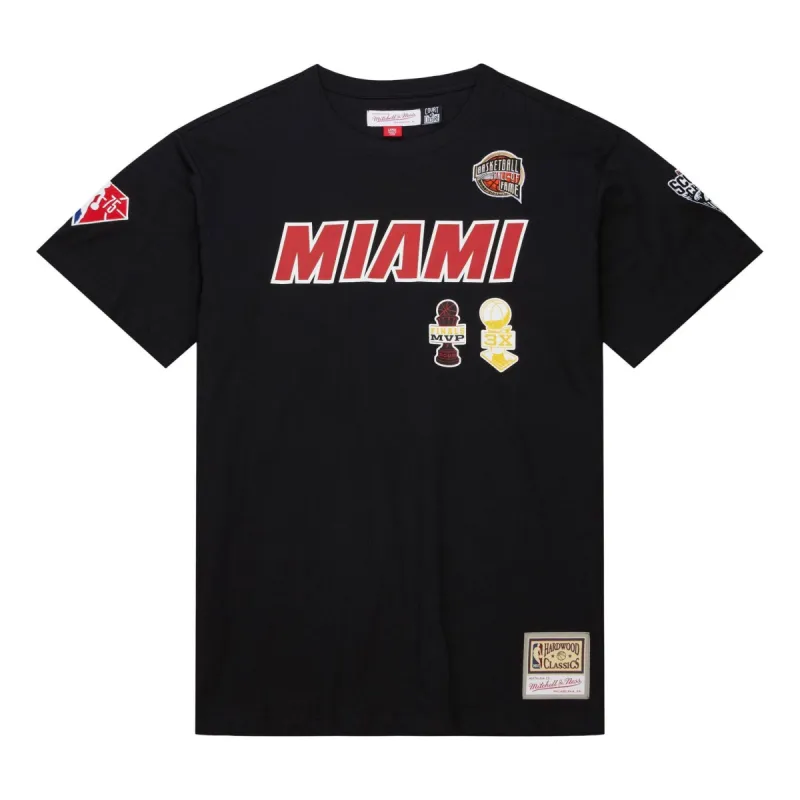 Mitchell & Ness x NBA Miami Heat HOF T-Shirt 'Dwayne Wade 3' TCRW6862-MHEYYDWABLCK sold by KicksCrew