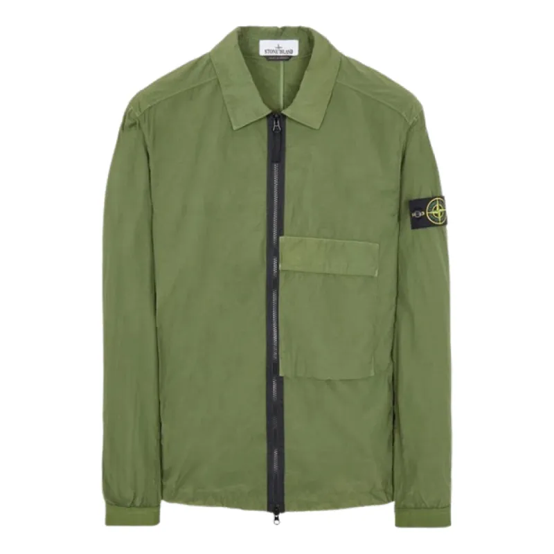 STONE ISLAND Garment Dyed Naslan Light Overshirt 'Green' 771510303-V0058 sold by KicksCrew