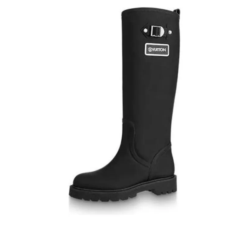 (WMNS) LOUIS VUITTON Territory Flat High Boots 'Black' 1A9H1Z sold by KicksCrew