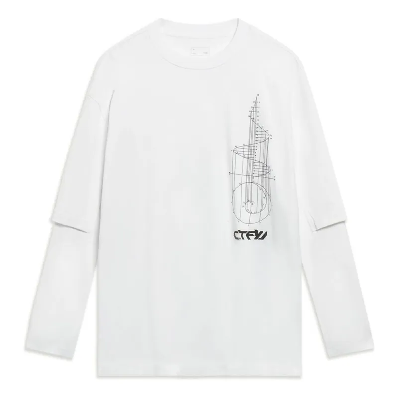 Li-Ning Counterflow Graphic Faux Two-Piece T-shirt 'White' AHST581-1 sold by KicksCrew
