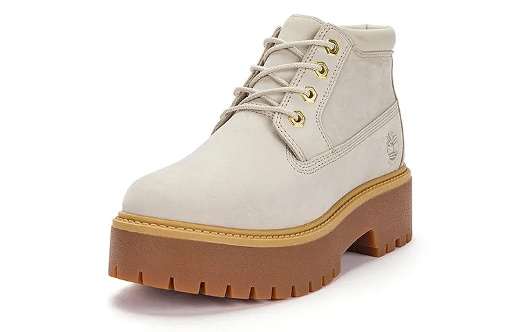 (WMNS) Timberland Stone Street Mid Lace Up Waterproof Boots 'White Nubuck' A64FRW sold by KicksCrew product image thumbnail 3