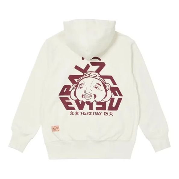 Palace X Evisu FW21 Tri-Godhead Hood Egret 'White' P21EVHD002 sold by KicksCrew