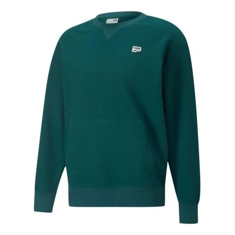 Puma Downtown Waffle Crewneck Sweatshirt 'Green' 537730-24 sold by KicksCrew