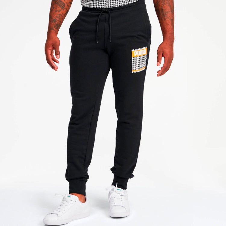 Puma Trend Sweatpants 'Black White Yellow' 596873-01 sold by KicksCrew product image thumbnail 4