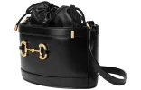 (WMNS) Gucci Horsebit 1955 Drawstring Bucket Bag 'Black' 602118-1DBLG-1000 sold by KicksCrew