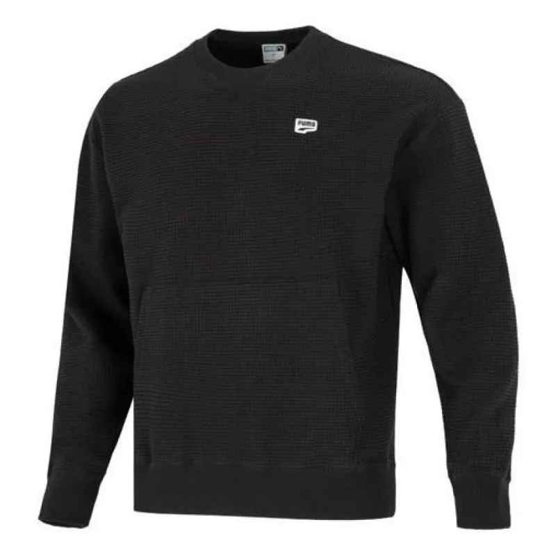 Puma Downtown Waffle Crewneck Sweatshirt 'Black' 537730-01 sold by KicksCrew