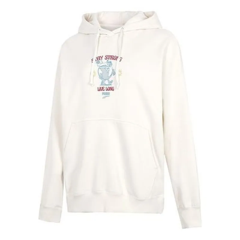 (WMNS) Puma Oversized Graphic Hoodie 'White' 537633-99 sold by KicksCrew