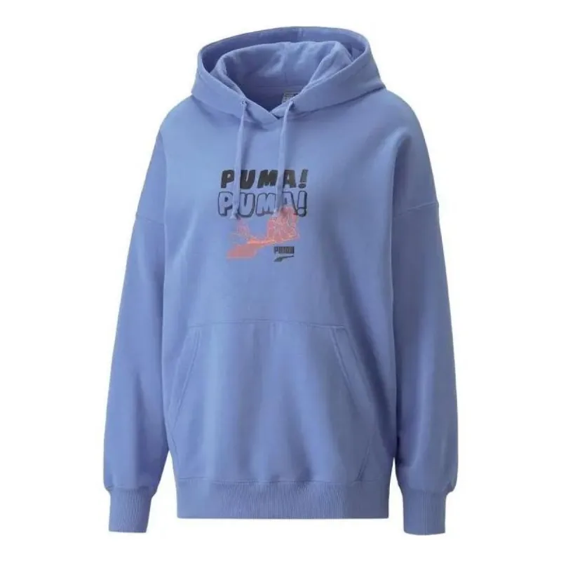 (WMNS) Puma Downtown Oversized Graphic Hoodie 'Blue' 537633-23 sold by KicksCrew
