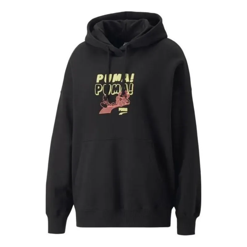 (WMNS) Puma Downtown Oversized Graphic Hoodie 'Black' 537633-01 sold by KicksCrew