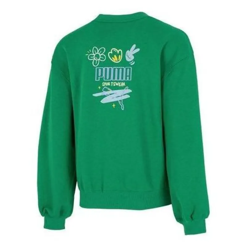 (WMNS) Puma Graphic Sweatshirt 'Green' 537518-86 sold by KicksCrew