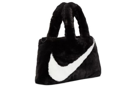 Nike NSW Faux Fur Tote Bag 'Black White' DQ5804-010 sold by KicksCrew