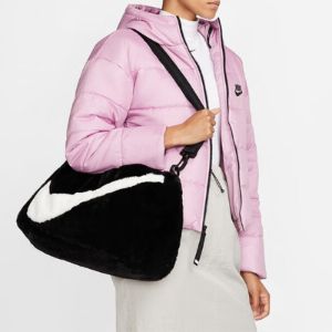 Nike NSW Faux Fur Tote Bag 'Black White' DQ5804-010 sold by KicksCrew