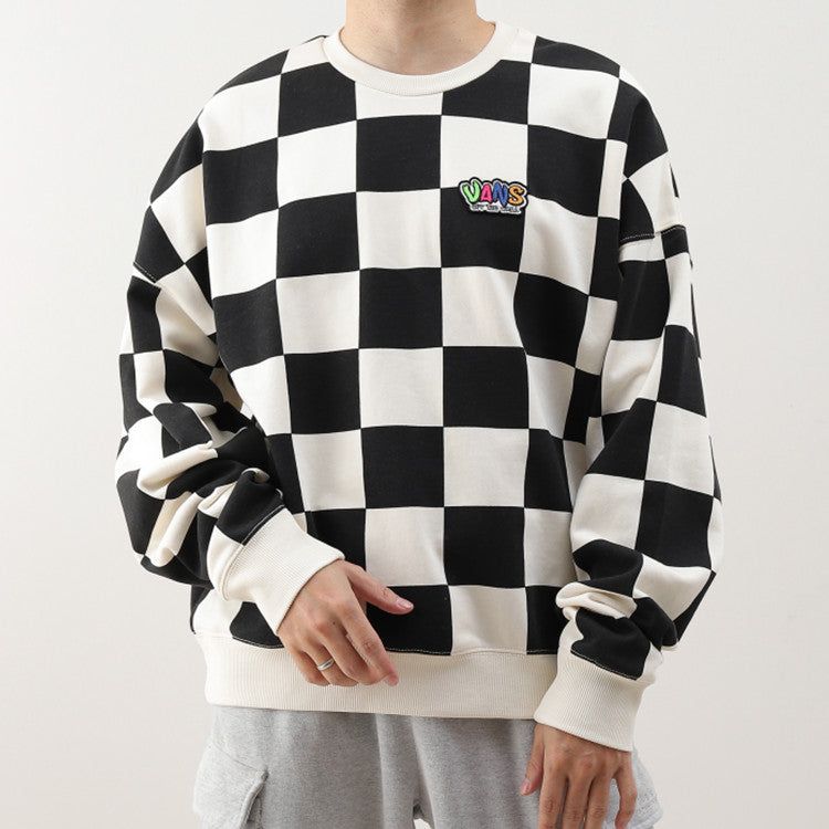 Vans Checkerboard Round Neck Pullover Sweatshirt 'Black White' VN0A5H98J0Z sold by KicksCrew product image thumbnail 3